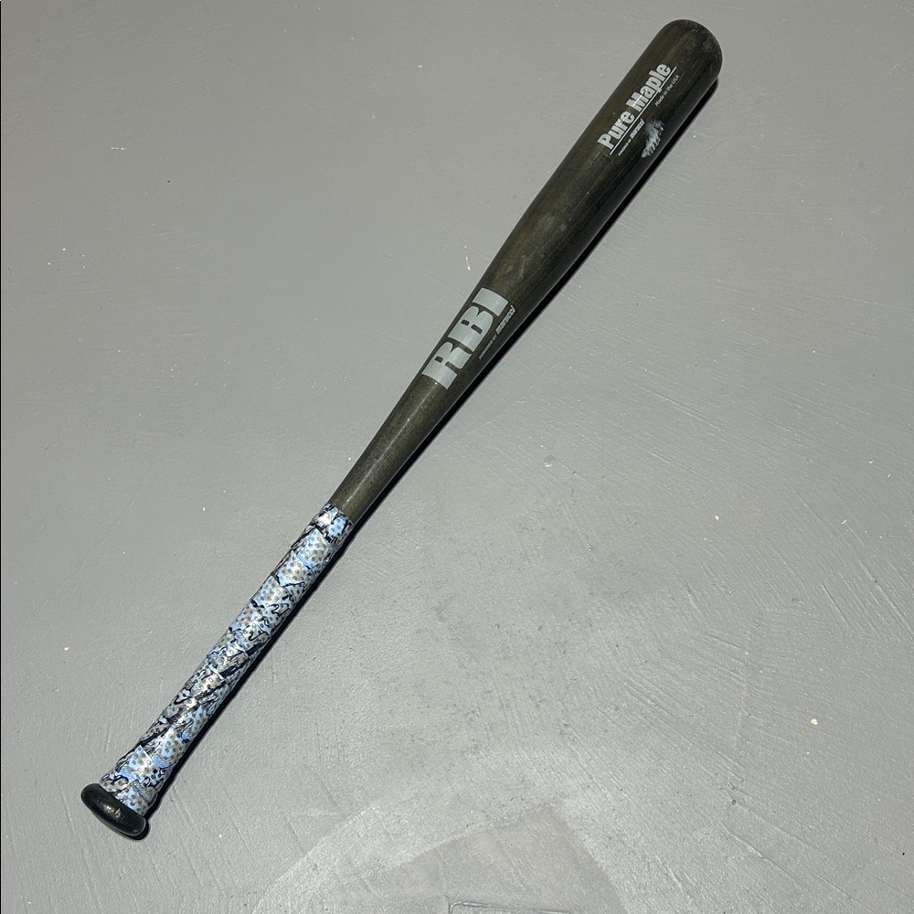 RB Pure Maple Wood Baseball Bat - Black with Blue Grip